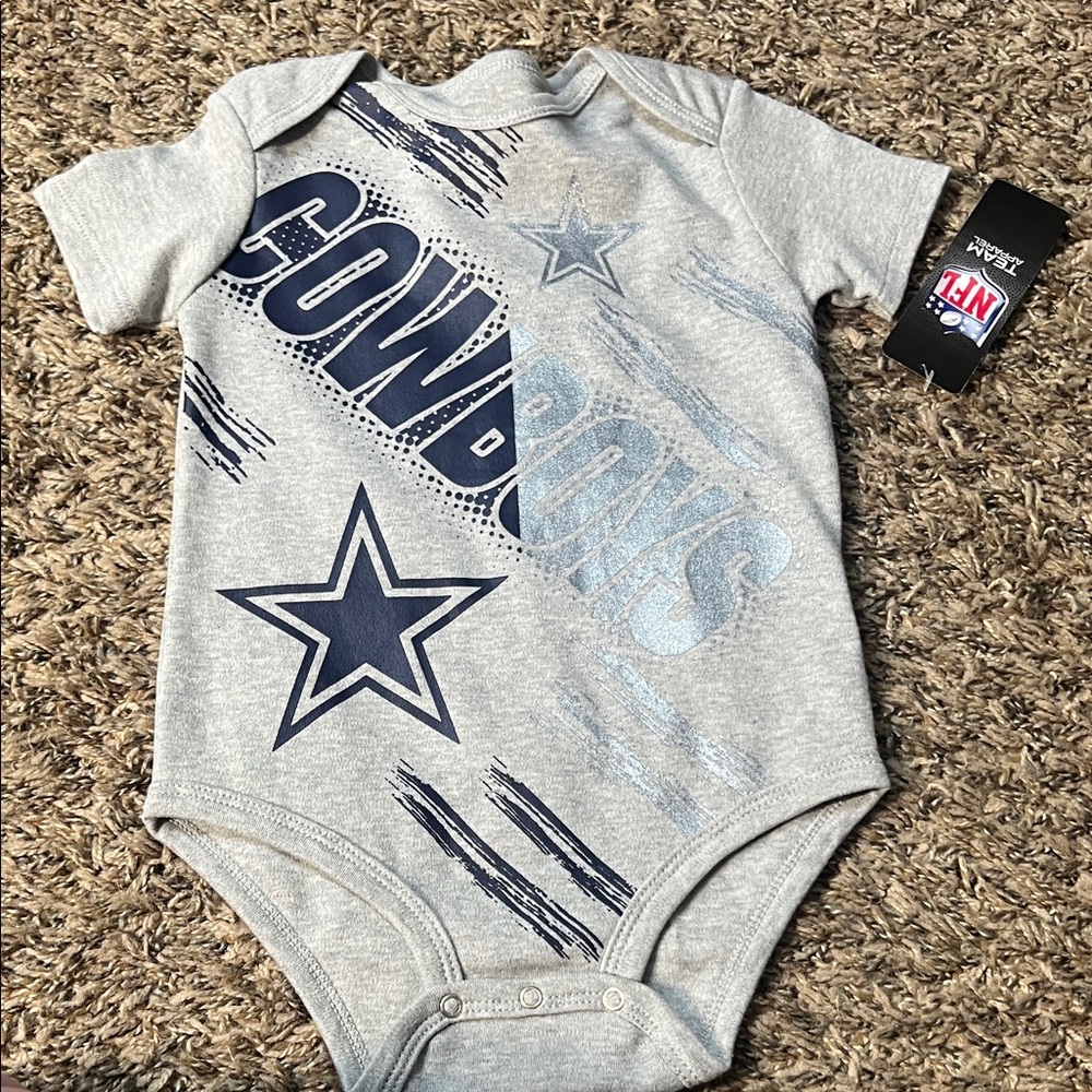NFL Dallas Cowboys Gray & Navy Baby One-Piece Bodysuit